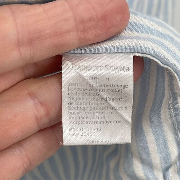 Ernest Sewn Blue White Stripe Patrick Assaraf Casual Button Down Shirt Size 5 - Picture 3 of 7